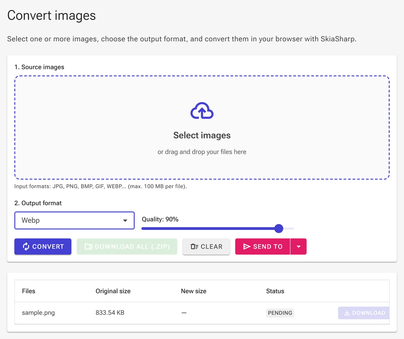 Select WebP format